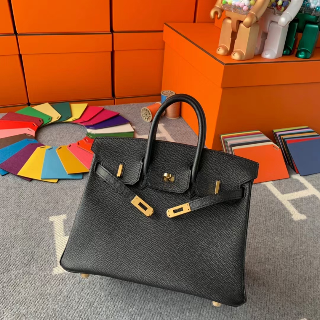 Hermès（爱马仕）Birkin 铂金包 CK89黑色 原厂御用顶级Epsom 皮 金扣 25 现货