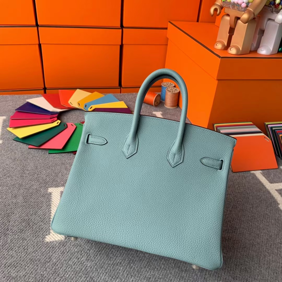 Hermès（爱马仕）Birkin 铂金包 天青色 原厂御用顶级小牛皮 银扣 25cm