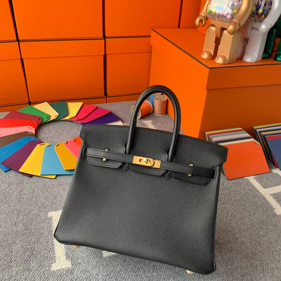 Hermès（爱马仕）Birkin 铂金包 CK89黑色 原厂御用顶级Epsom 皮 金扣 25 现货