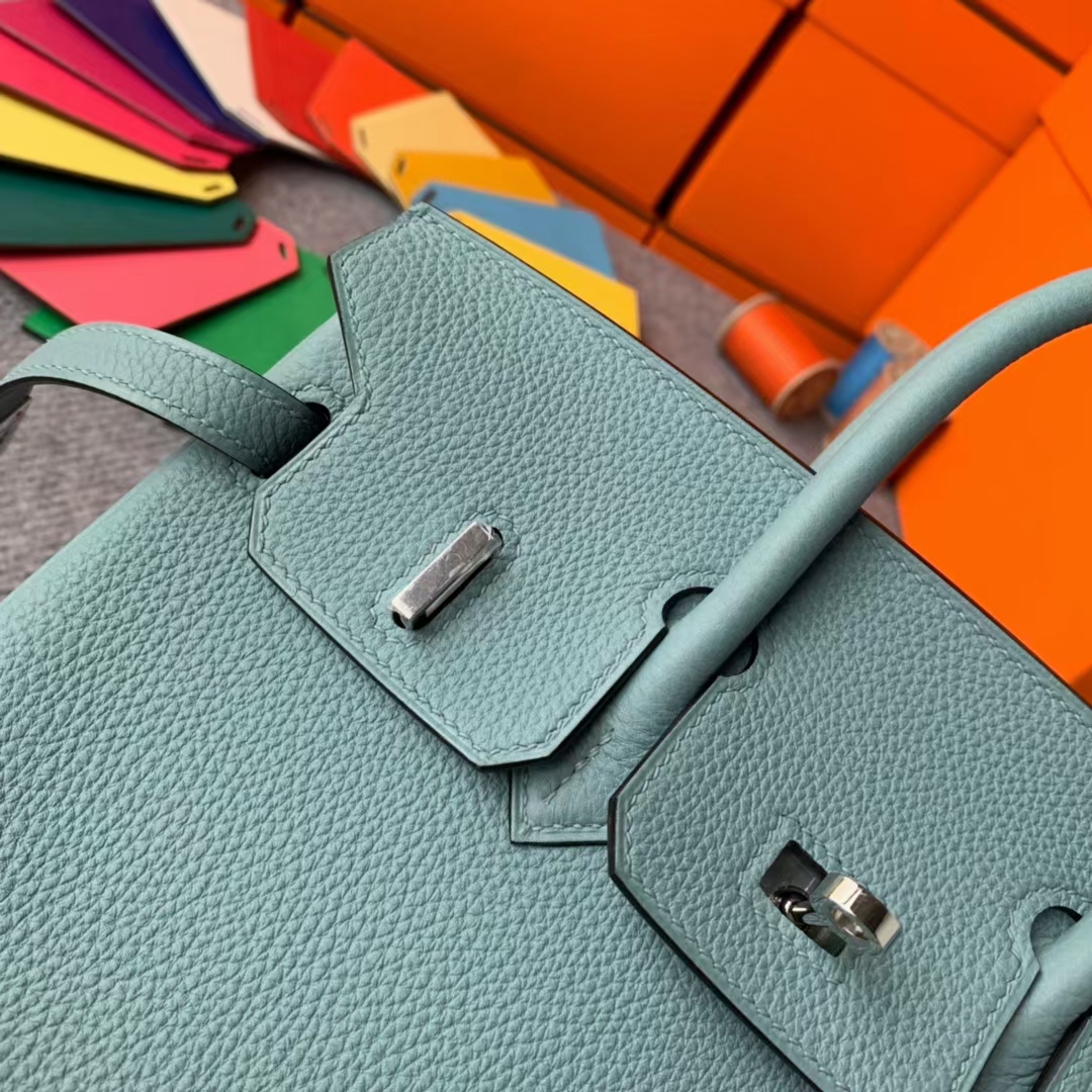 Hermès（爱马仕）Birkin 铂金包 天青色 原厂御用顶级小牛皮 银扣 25cm