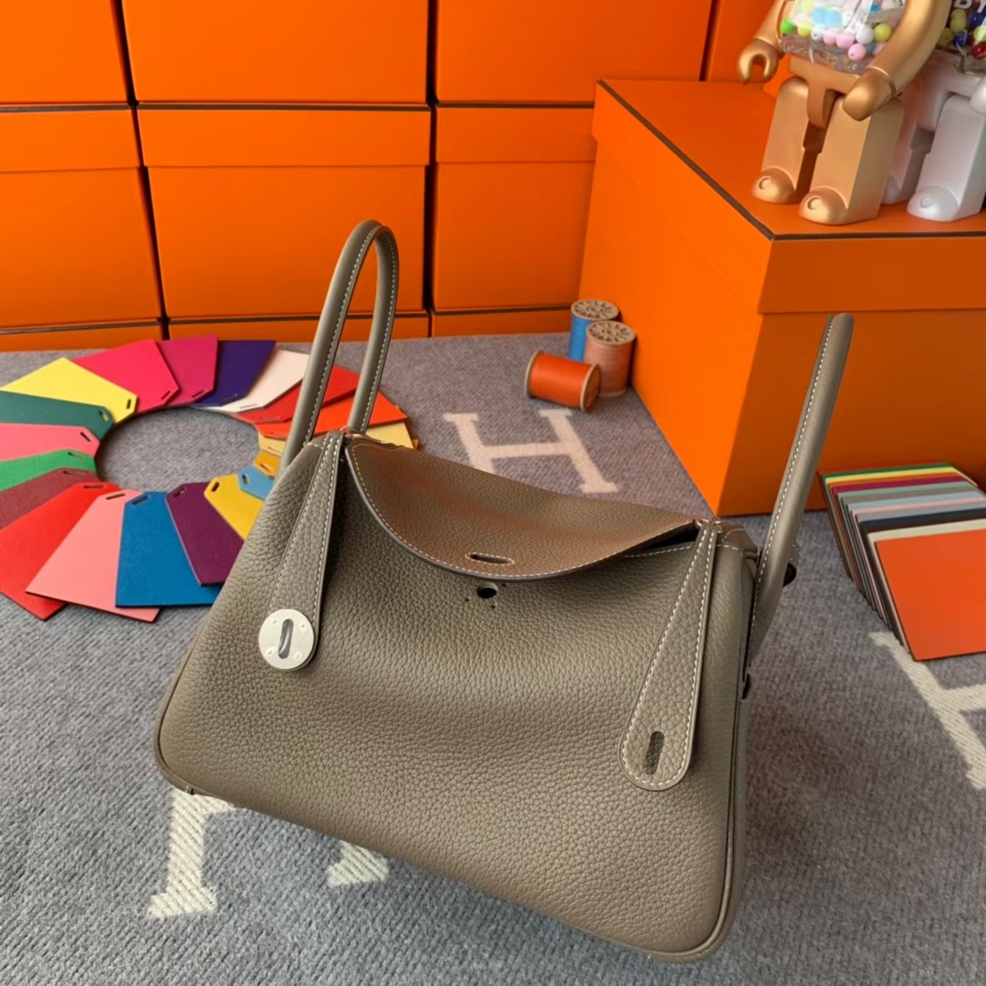 Hermès（爱马仕）Lindy 琳迪包 CK18大象灰 原厂御用顶级TC皮 银扣 26cm 现货