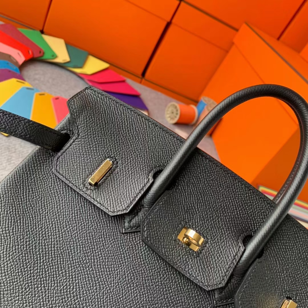 Hermès（爱马仕）Birkin 铂金包 CK89黑色 原厂御用顶级Epsom 皮 金扣 25 现货