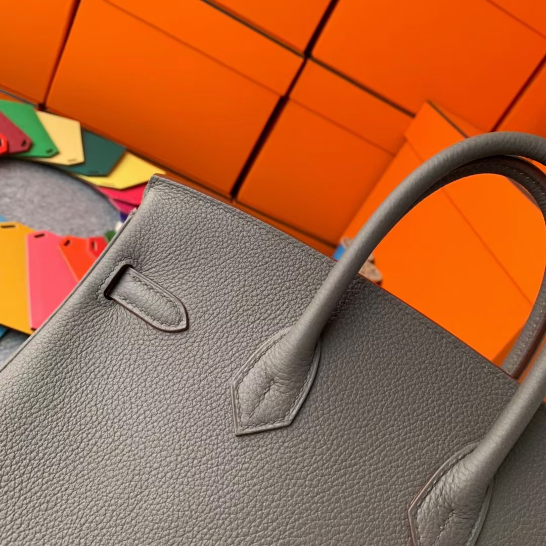 Hermès（爱马仕）Birkin 铂金包 8F 锡器灰 原厂御用顶级小牛皮 玫瑰金扣 25cm 现货