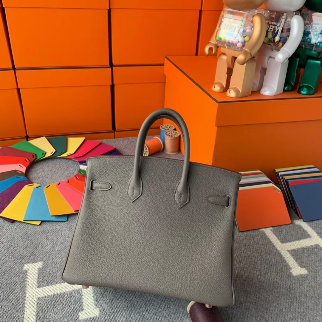 Hermès（爱马仕）Birkin 铂金包 8F 锡器灰 原厂御用顶级小牛皮 玫瑰金扣 25cm 现货