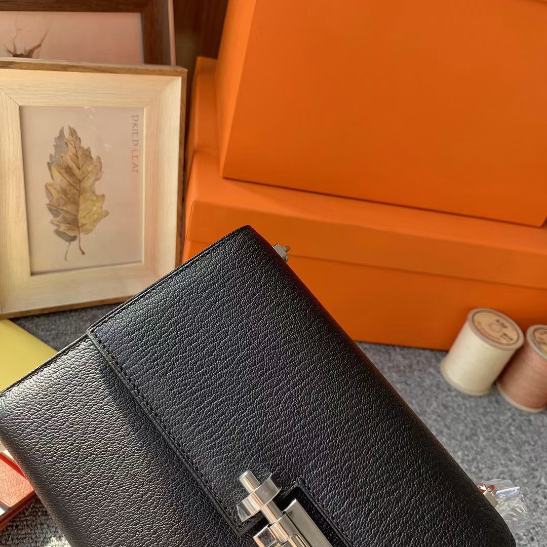Hermès（爱马仕）Verrou 插销包 CK89 黑色 原厂御用顶级山羊皮 现货