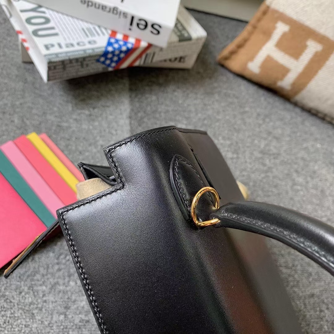 Hermès（爱马仕）Kelly 凯莉包 CK89 黑色 原厂御用顶级Box 皮 25 外缝 金扣 现货