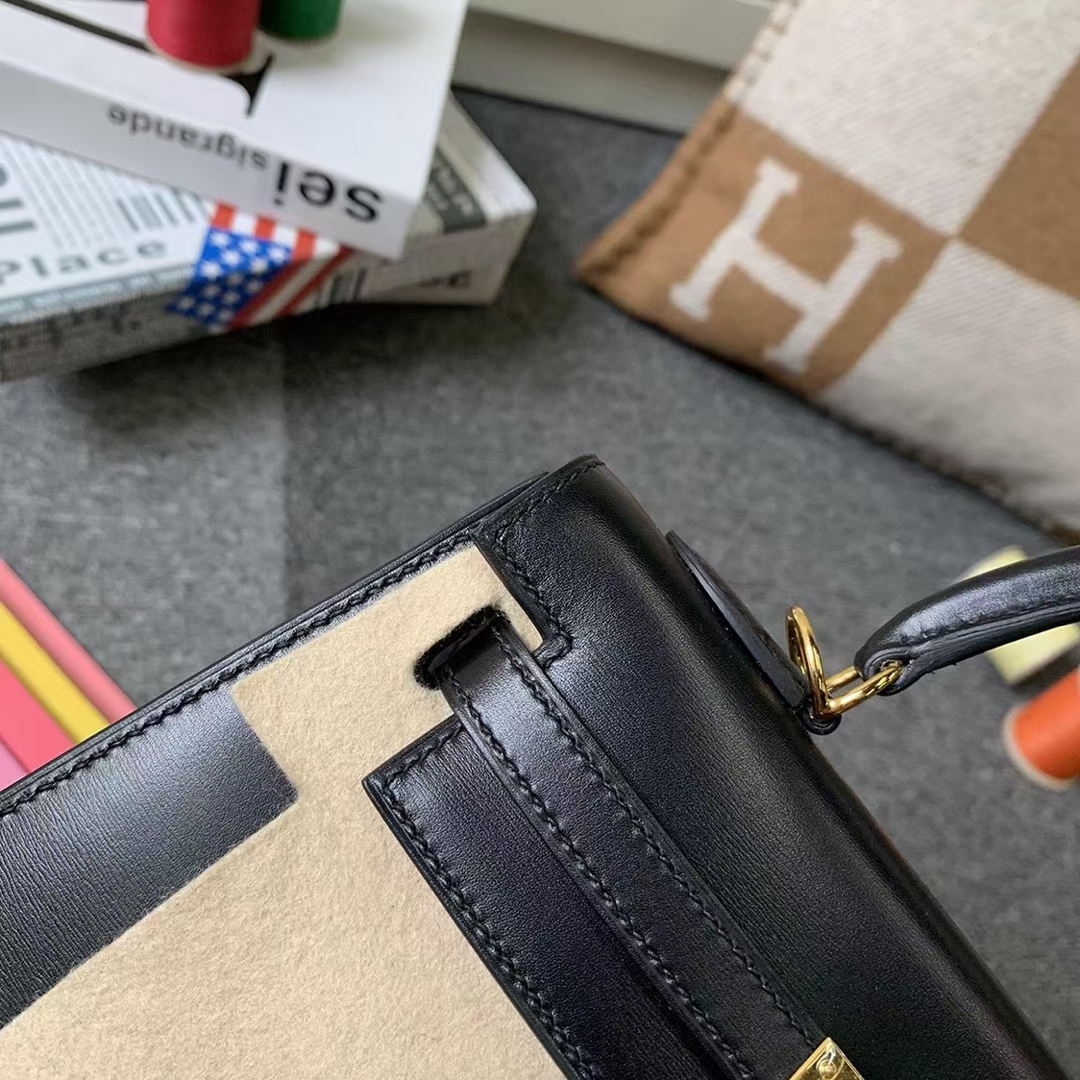 Hermès（爱马仕）Kelly 凯莉包 CK89 黑色 原厂御用顶级Box 皮 25 外缝 金扣 现货