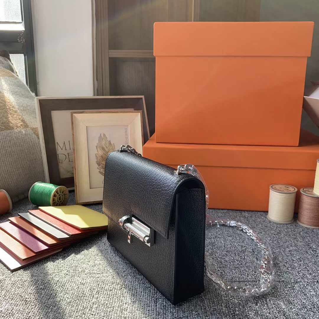 Hermès（爱马仕）Verrou 插销包 CK89 黑色 原厂御用顶级山羊皮 现货