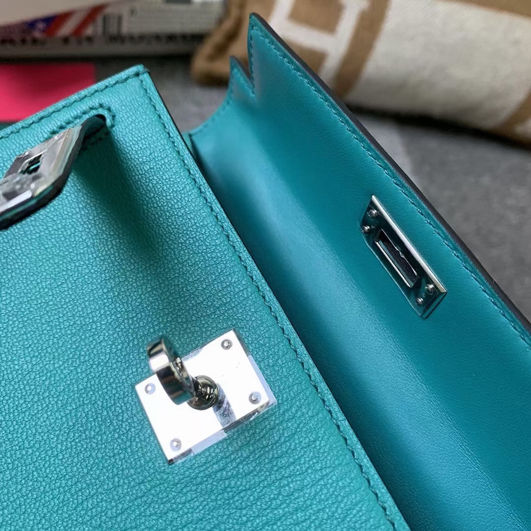 Hermès（爱马仕）Mini Kelly 迷你凯莉 U1 罗威纳绿 原厂御用顶级山羊皮 银扣 二代
