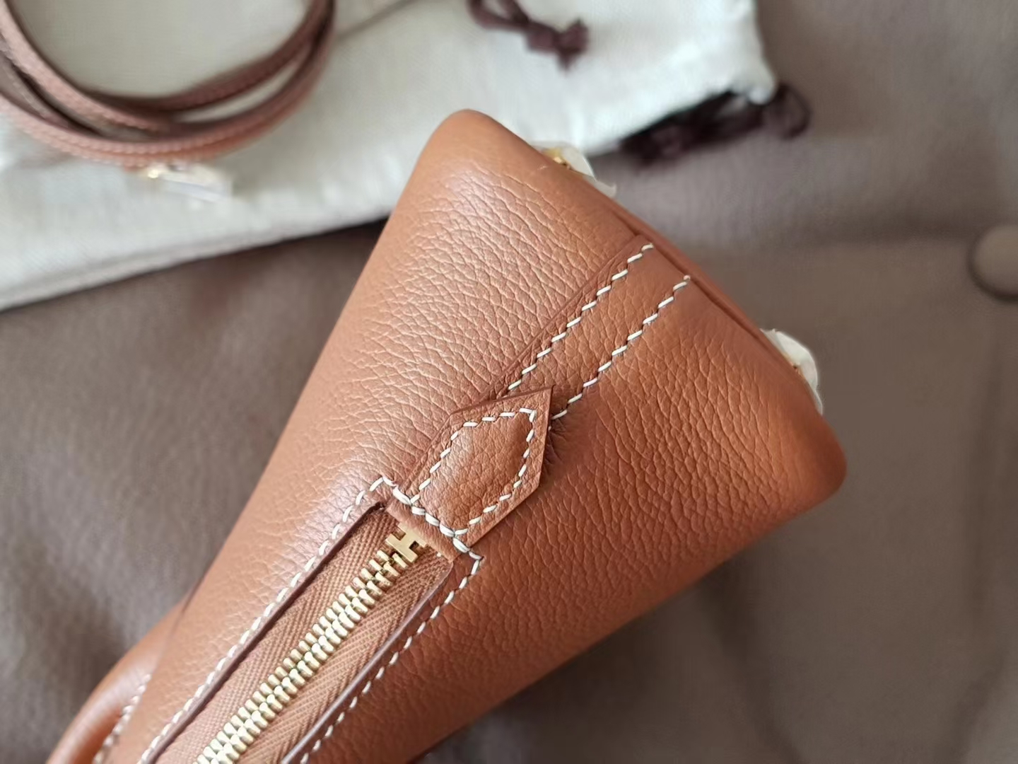Hermès（爱马仕）mini bolide 迷你保龄球 eve皮 金棕 金扣