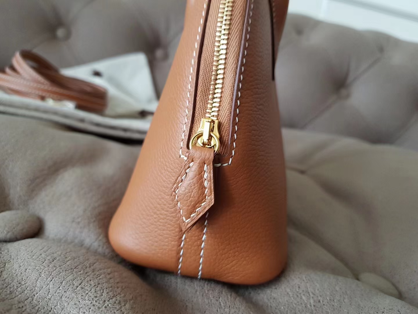 Hermès（爱马仕）mini bolide 迷你保龄球 eve皮 金棕 金扣