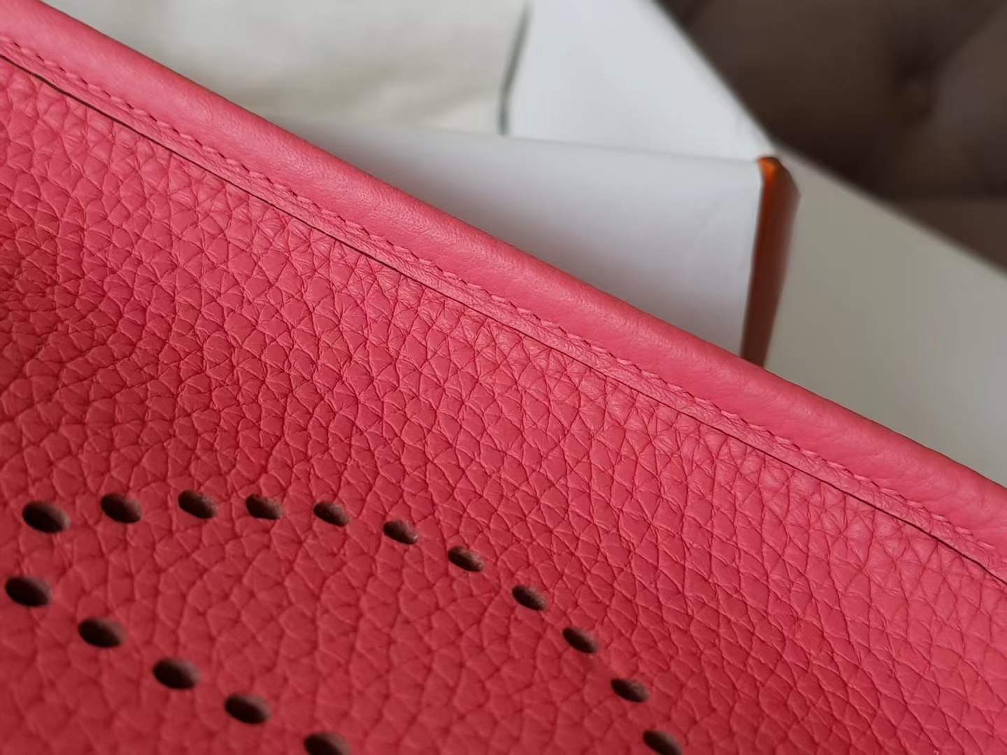 Hermès（爱马仕）mini Evelyne 迷你 伊芙琳 tc牛皮 8w 新唇膏粉色+编织肩带 16cm