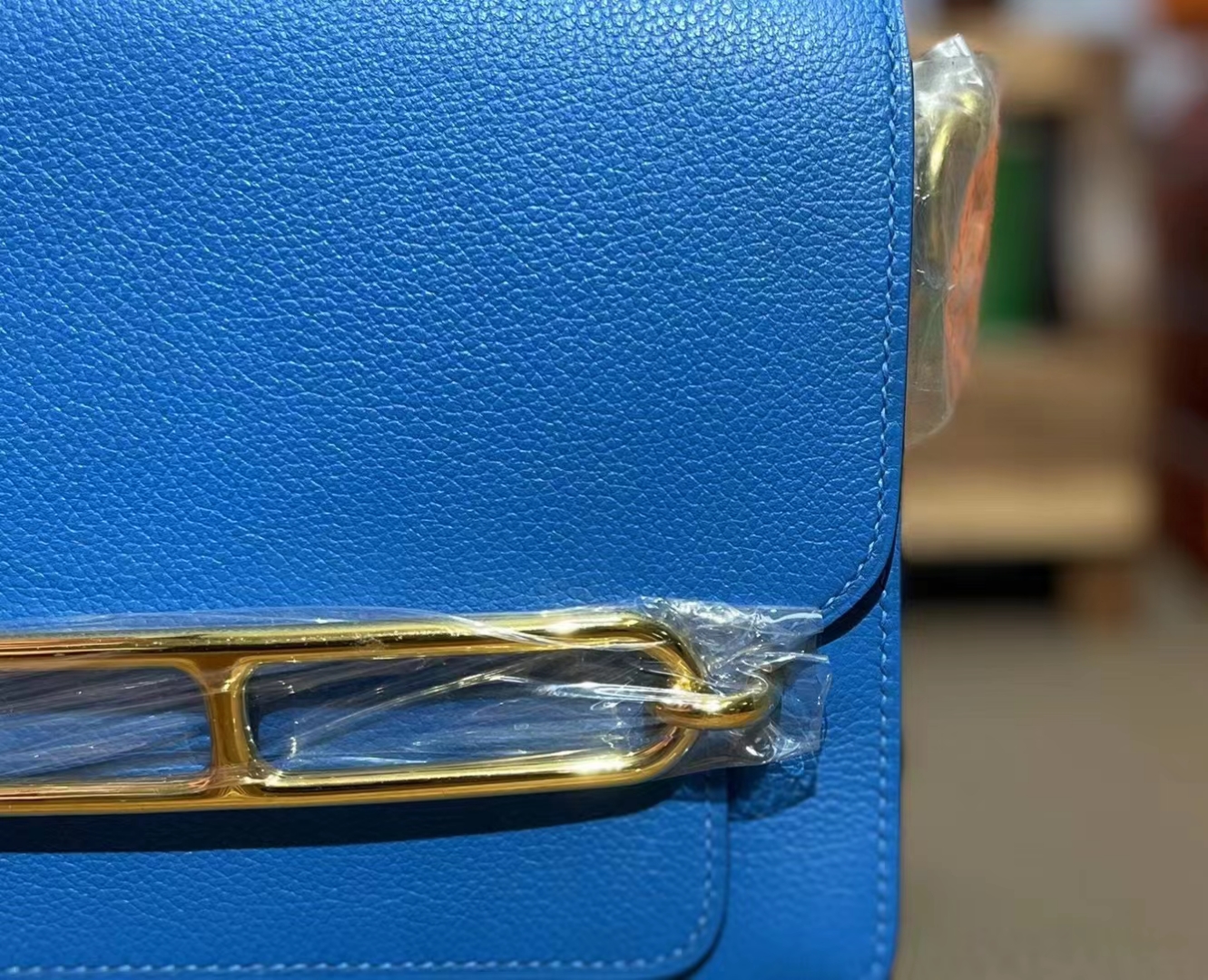 Hermès（爱马仕）Roulis 猪鼻子 水妖蓝 EC皮 金扣 19cm