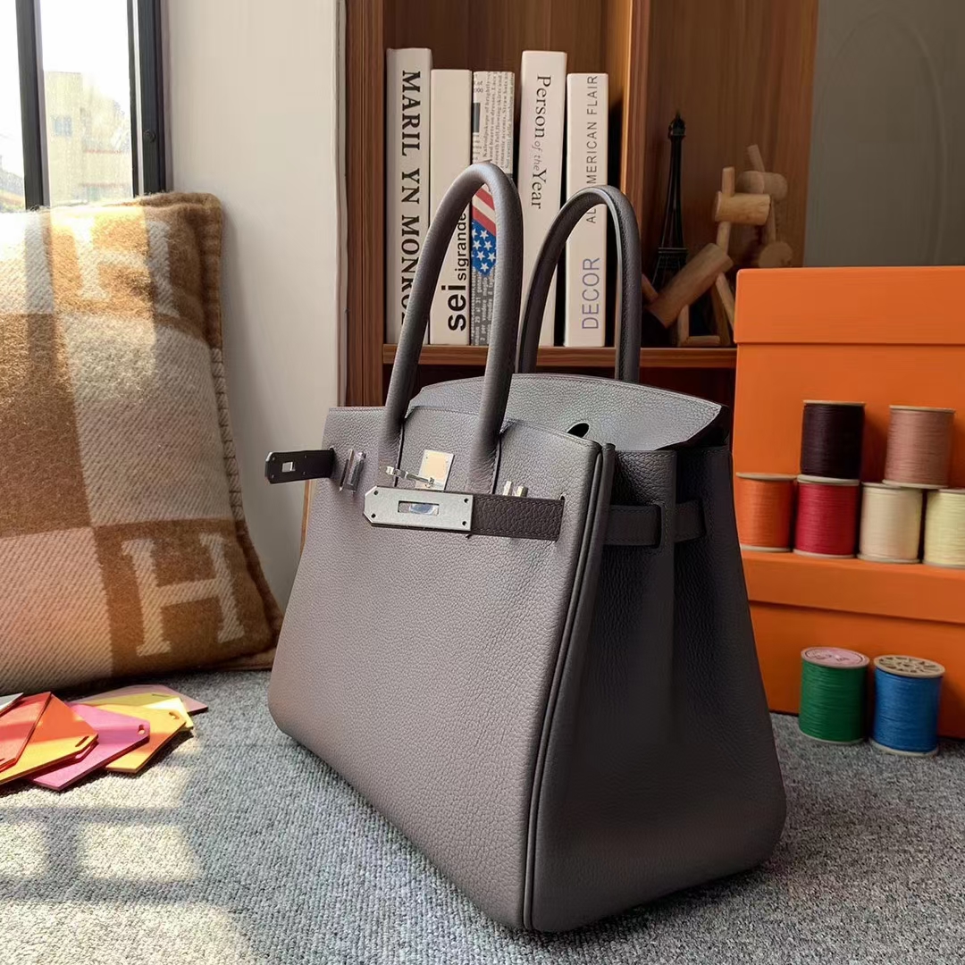 Hermès（爱马仕）Birkin 铂金包 8F 锡器灰 原厂御用顶级小牛皮 银扣 30cm