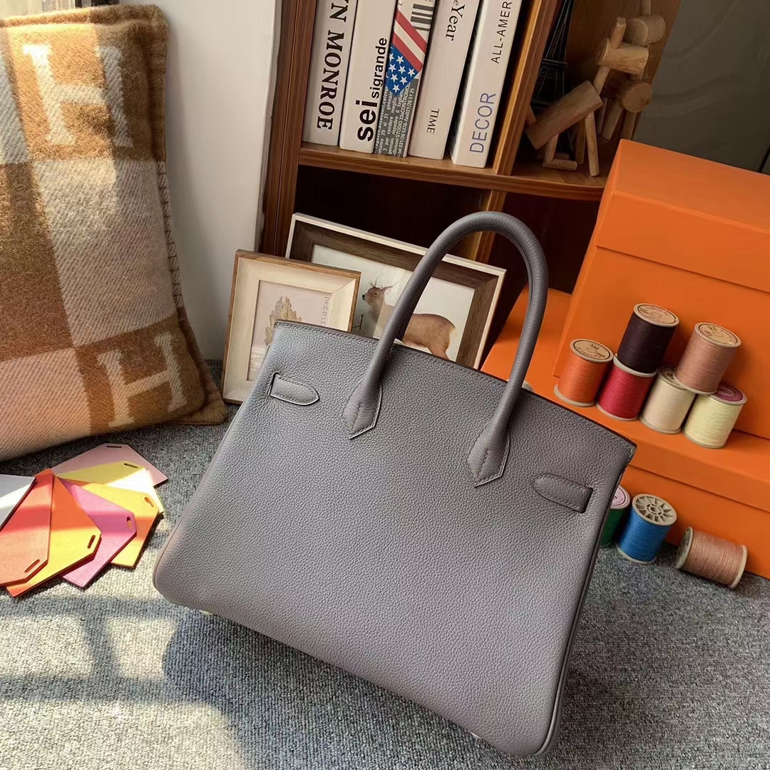 Hermès（爱马仕）Birkin 铂金包 8F 锡器灰 原厂御用顶级小牛皮 银扣 30cm