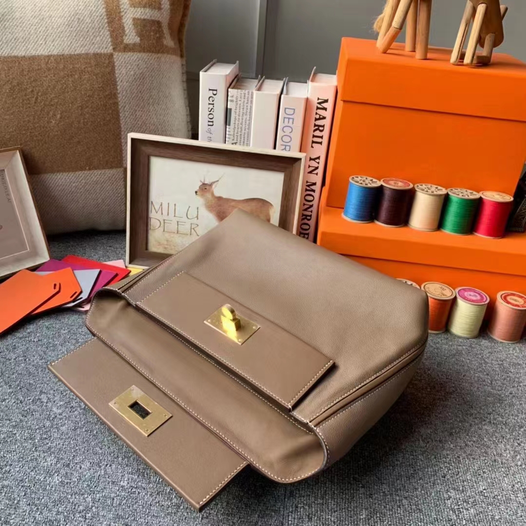 Hermès（爱马仕）Kelly 2424 大象灰 原厂御用顶级Ever Color皮 拼 Swift 皮 金扣