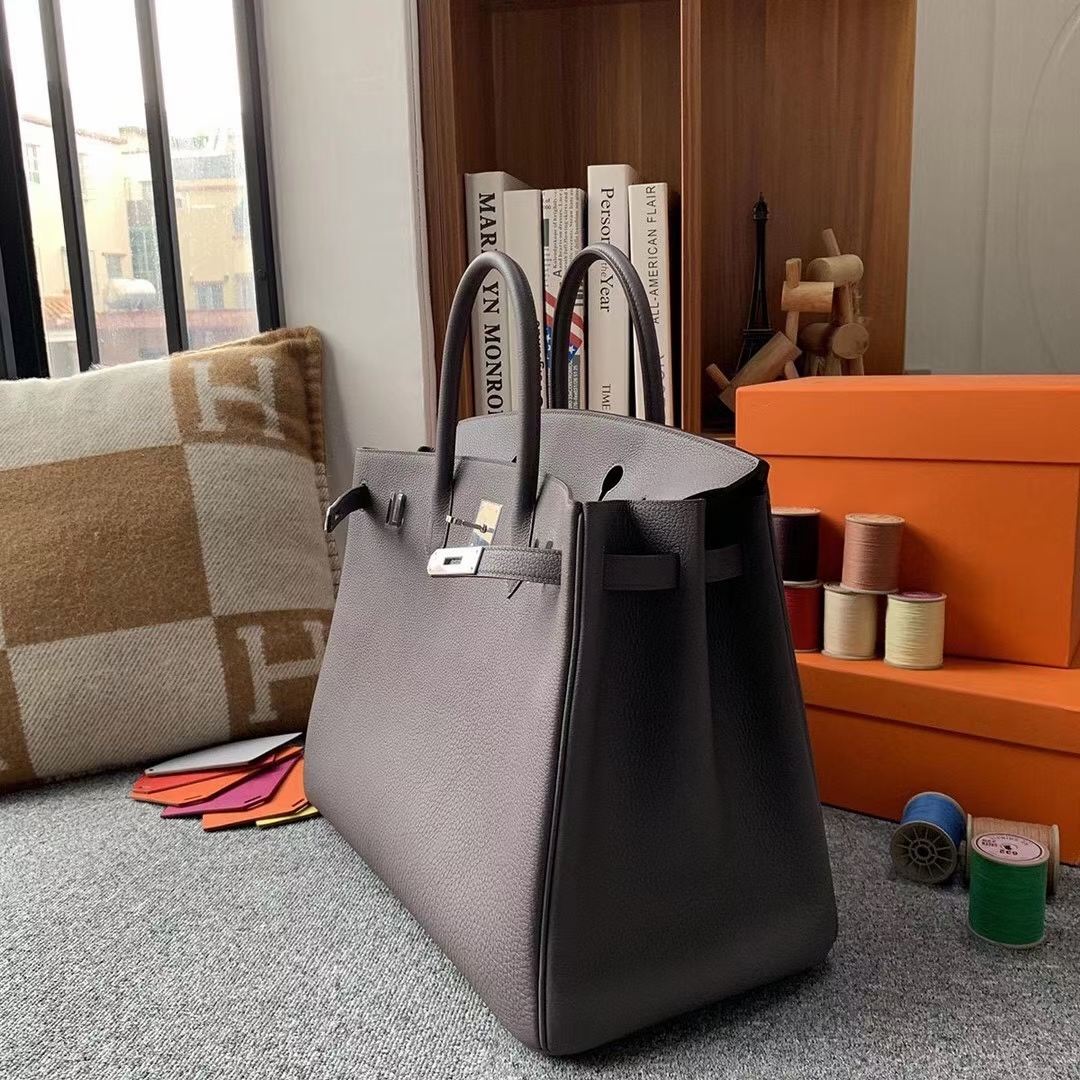 Hermès（爱马仕）Birkin 铂金包 8F 锡器灰 Togo小牛皮 银扣 40cm
