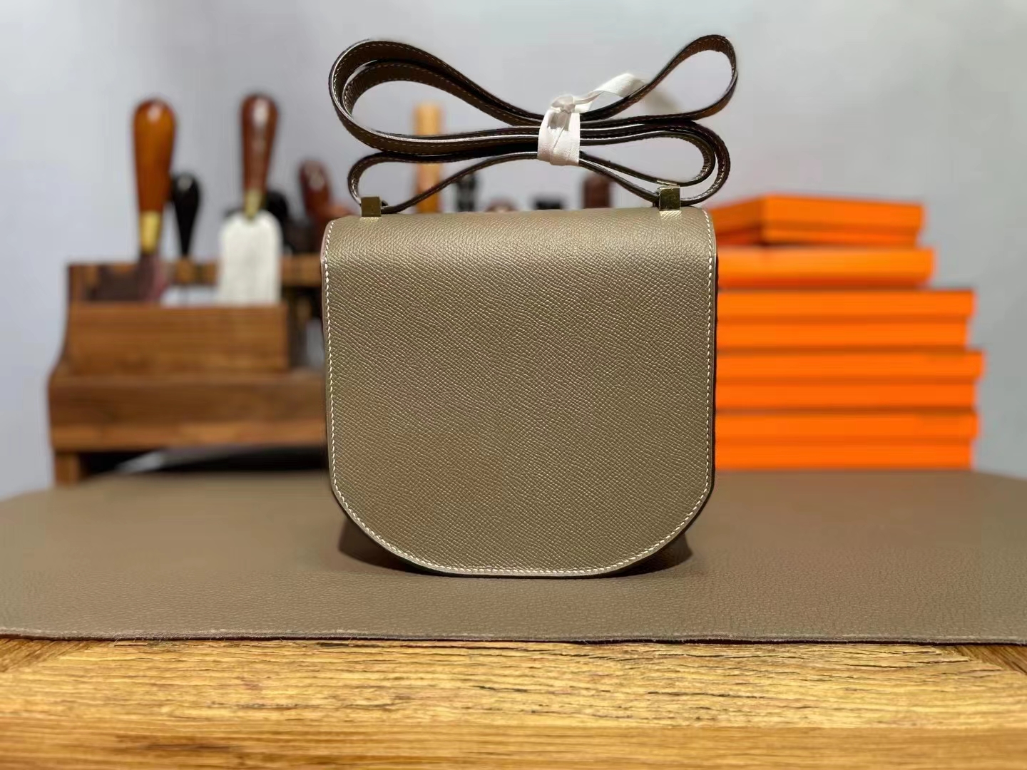 Hermès（爱马仕）马赛克 大象灰 Epsom 掌纹皮 金扣 17cm
