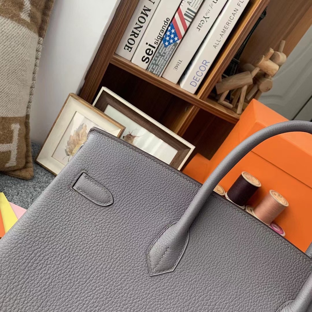 Hermès（爱马仕）Birkin 铂金包 8F 锡器灰 Togo小牛皮 银扣 40cm