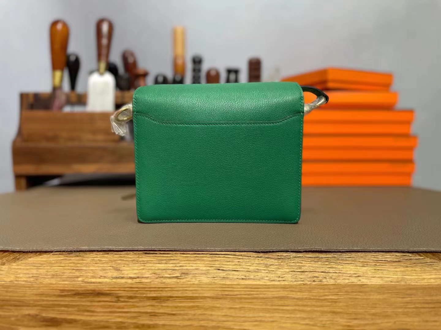 Hermès（爱马仕）Roulis 猪鼻子 丝绒绿 EC皮 金扣 19cm