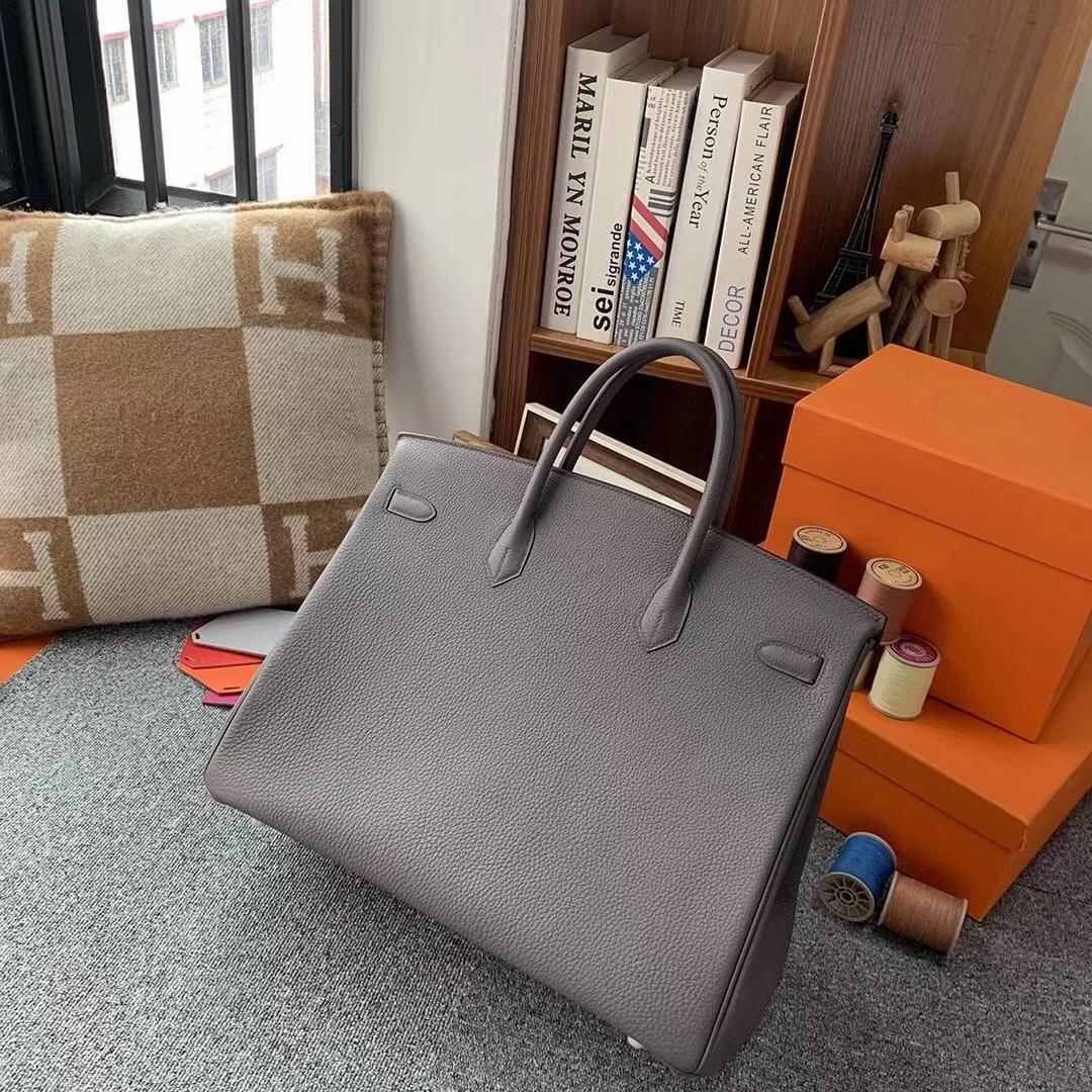 Hermès（爱马仕）Birkin 铂金包 8F 锡器灰 Togo小牛皮 银扣 40cm
