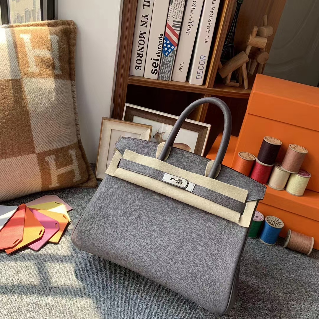 Hermès（爱马仕）Birkin 铂金包 8F 锡器灰 原厂御用顶级小牛皮 银扣 30cm