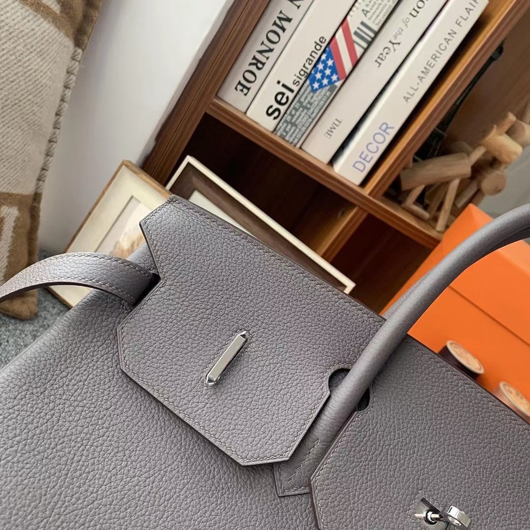 Hermès（爱马仕）Birkin 铂金包 8F 锡器灰 Togo小牛皮 银扣 40cm