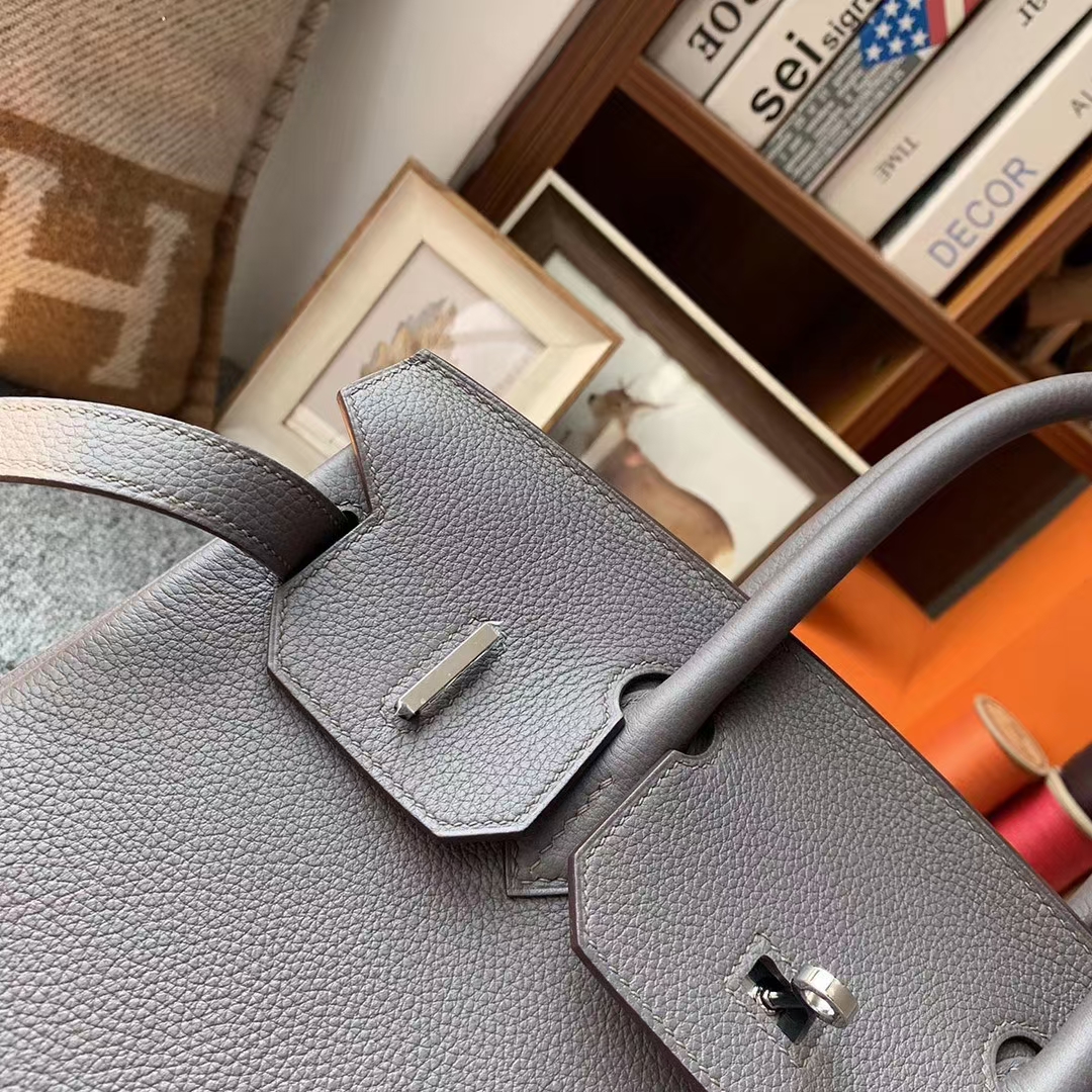 Hermès（爱马仕）Birkin 铂金包 8F 锡器灰 原厂御用顶级小牛皮 银扣 30cm