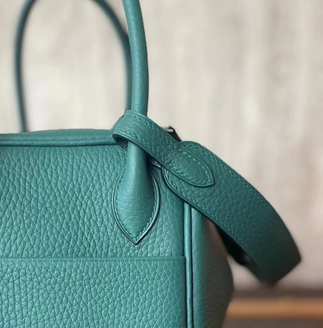 Hermès（爱马仕）Lindy 琳迪包 孔雀绿 TC大牛皮 银扣 26cm