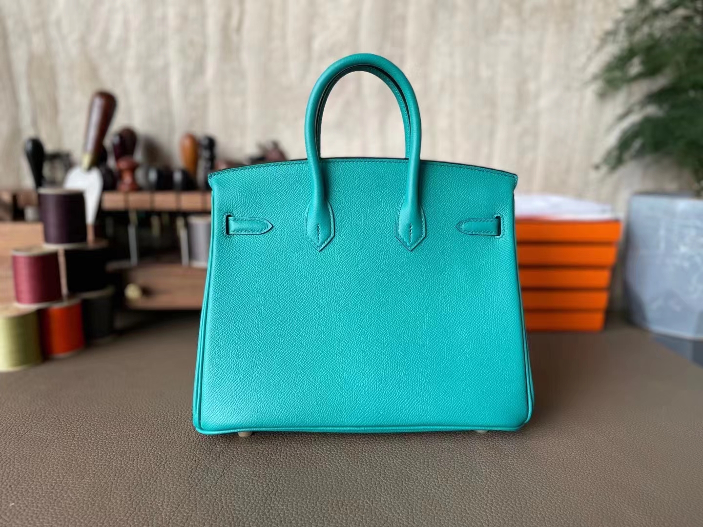 Hermès（爱马仕）Birkin 铂金包 维罗纳绿 EP掌纹皮 内缝 金扣 25cm