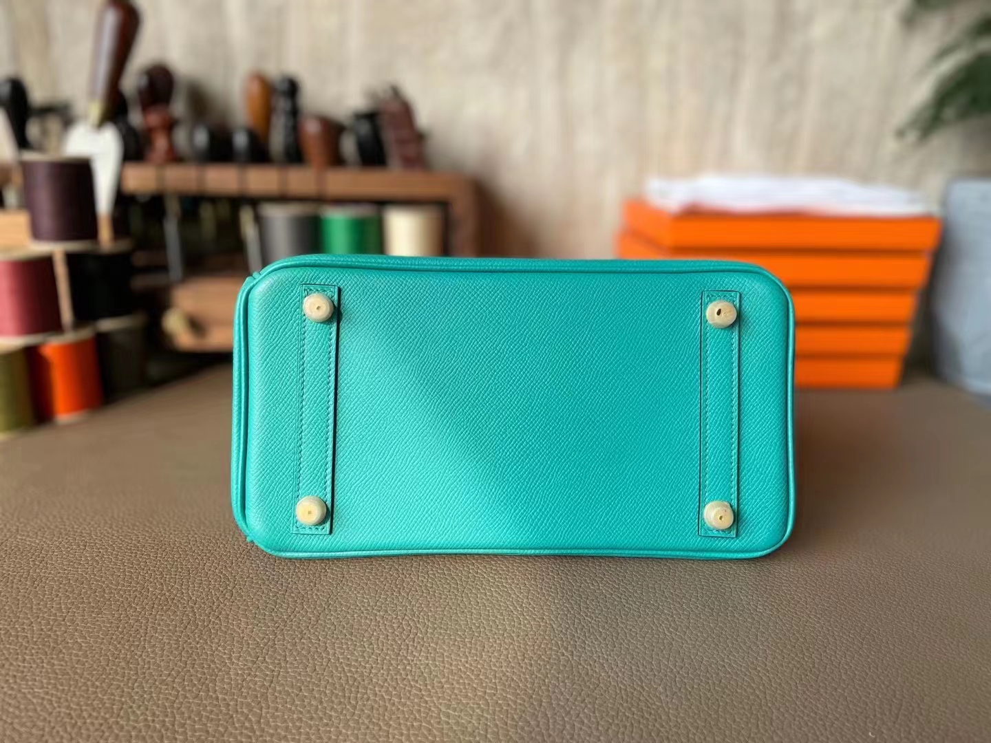 Hermès（爱马仕）Birkin 铂金包 维罗纳绿 EP掌纹皮 内缝 金扣 25cm