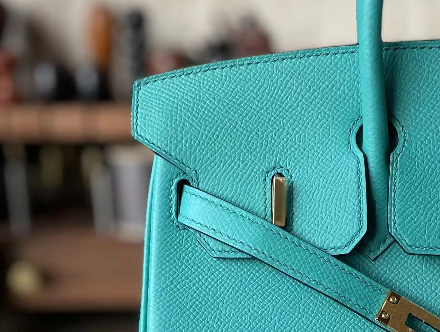 Hermès（爱马仕）Birkin 铂金包 维罗纳绿 EP掌纹皮 内缝 金扣 25cm