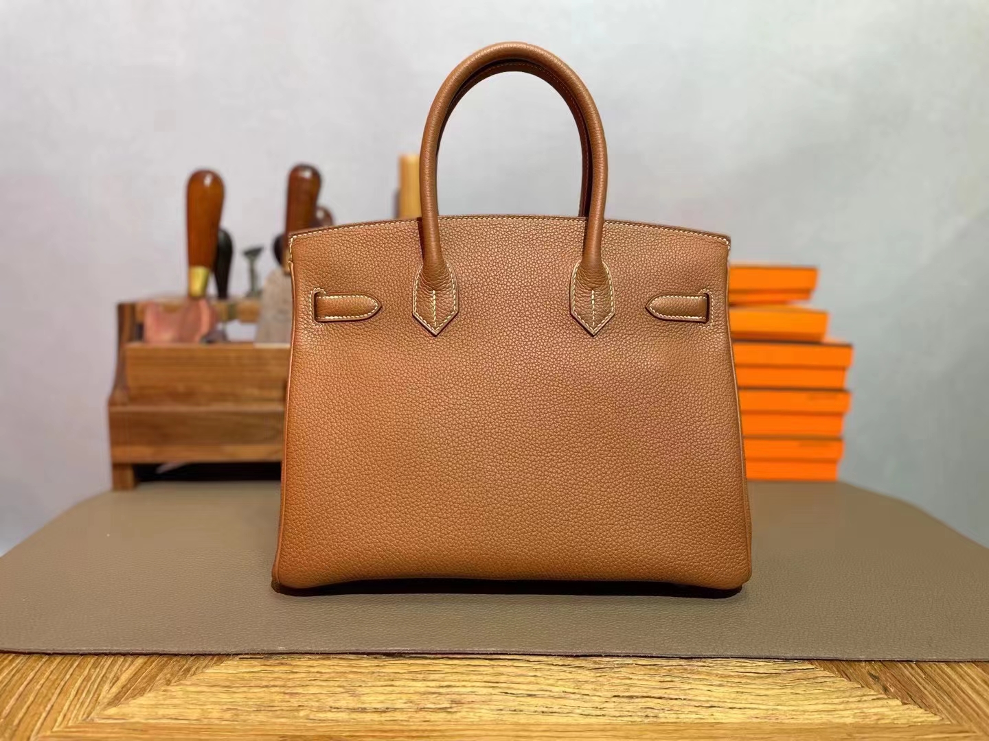 Hermès（爱马仕）Birkin 铂金包 金棕色 TOGO 顶级小牛皮 银扣 30cm