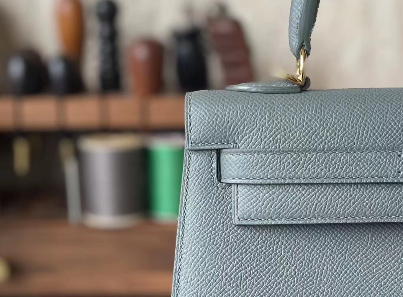 Hermès（爱马仕）Kelly 凯莉包 杏仁绿 EP掌纹 金扣 25cm