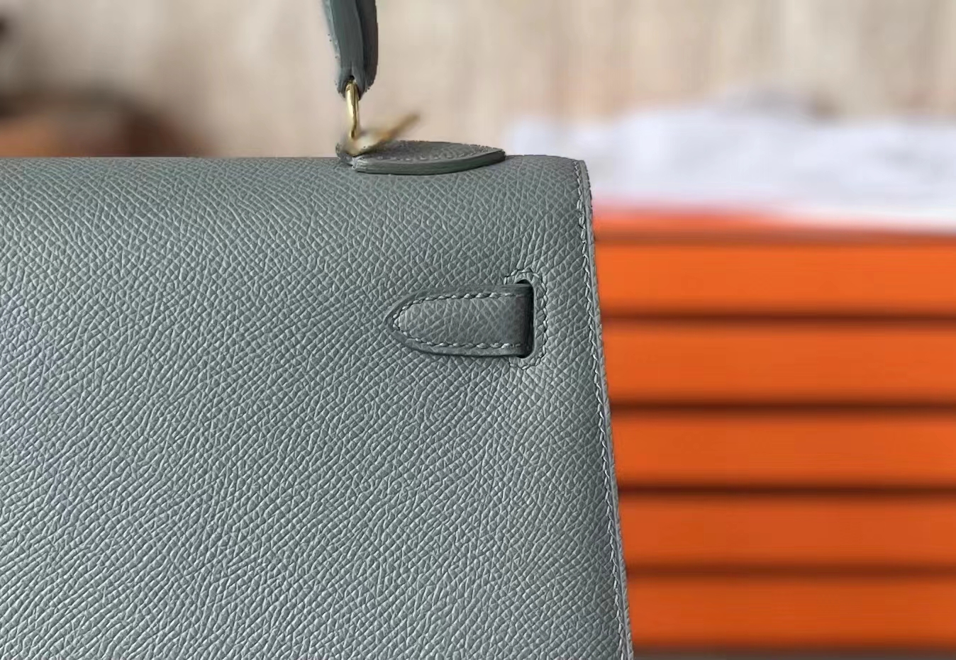 Hermès（爱马仕）Kelly 凯莉包 杏仁绿 EP掌纹 金扣 25cm
