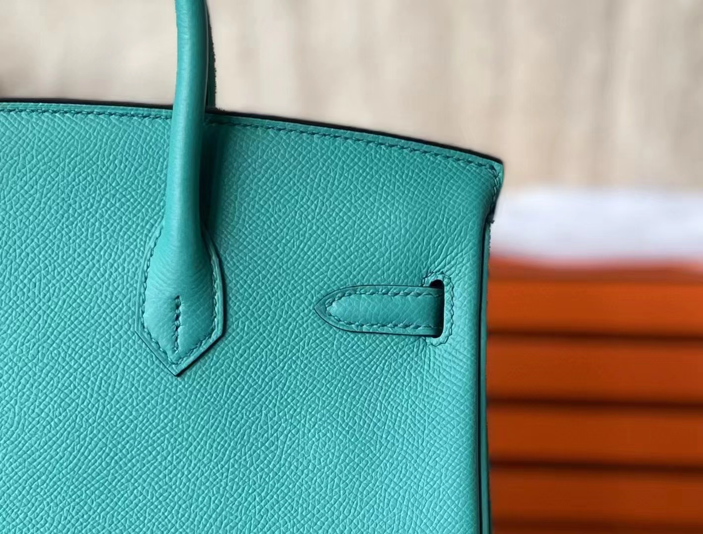 Hermès（爱马仕）Birkin 铂金包 维罗纳绿 EP掌纹皮 内缝 金扣 25cm