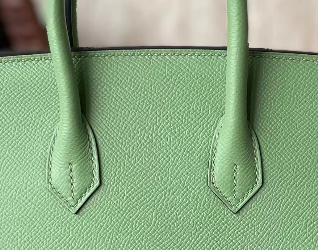 Hermès（爱马仕）Birkin 铂金包 牛油果绿 EP掌纹皮 外缝 银扣 25cm