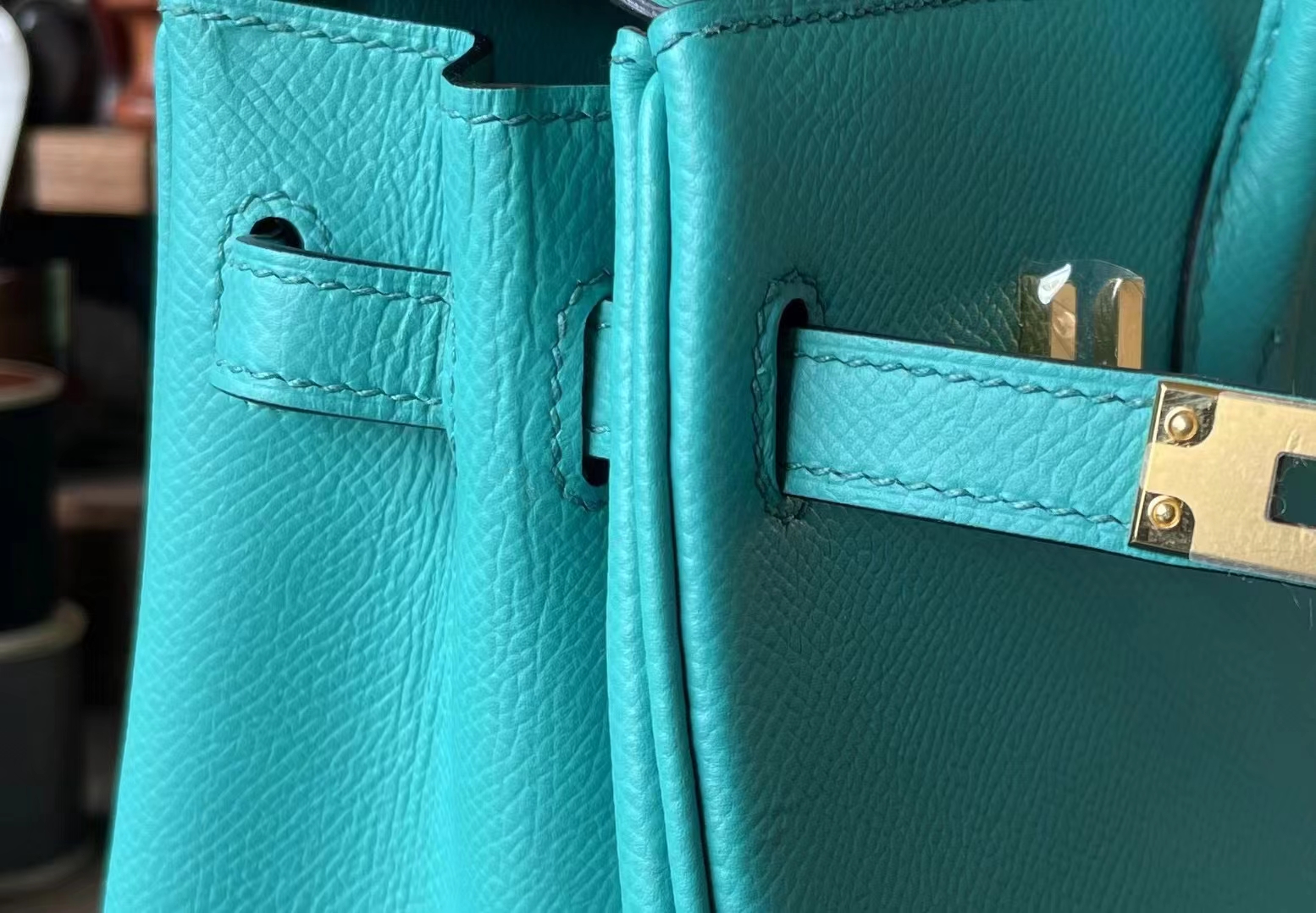 Hermès（爱马仕）Birkin 铂金包 维罗纳绿 EP掌纹皮 内缝 金扣 25cm