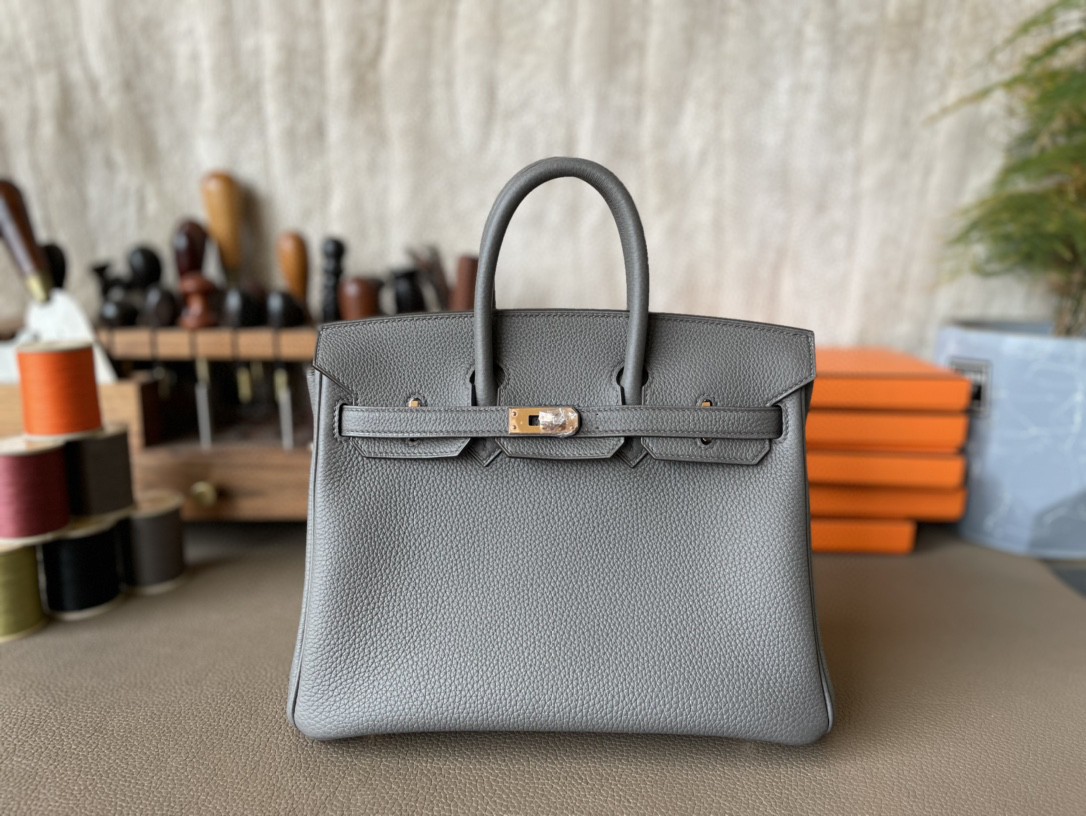 Hermès（爱马仕）Birkin 铂金包 锡器灰 TOGO 顶级小牛皮 玫瑰金扣 25cm