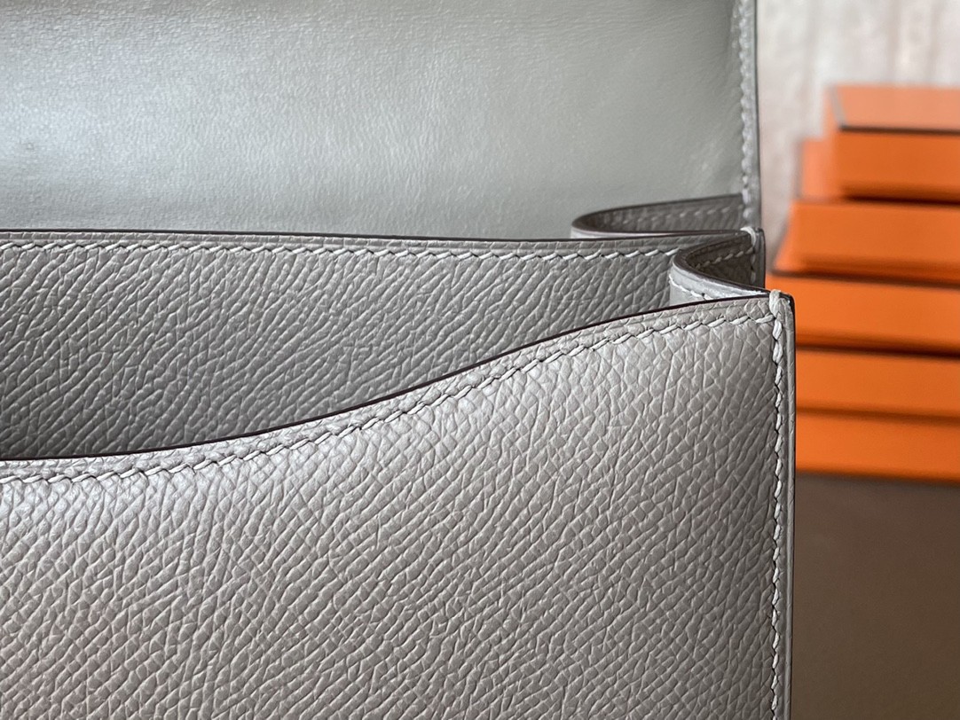 Hermès（爱马仕）Constance 小康 斑鸠灰 Epsom 掌纹皮 银扣 24cm