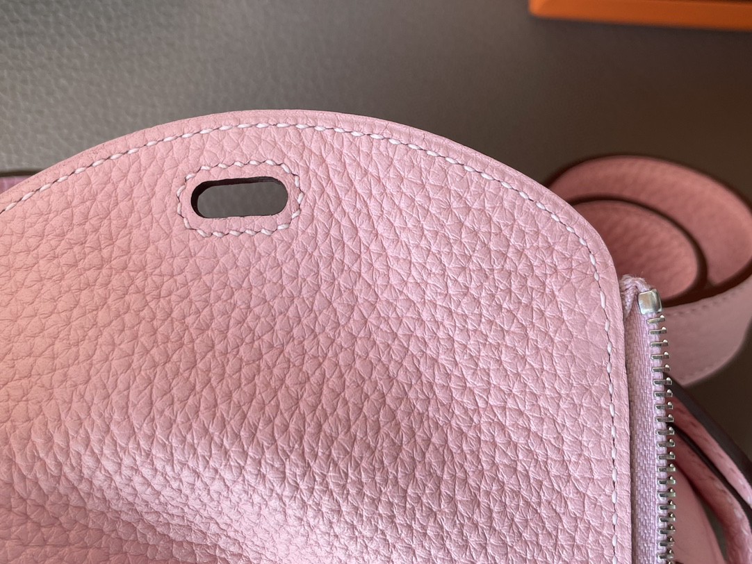 Hermès（爱马仕）Mini lindy 迷你琳迪包 3Q粉 TC大牛皮 银扣 20cm