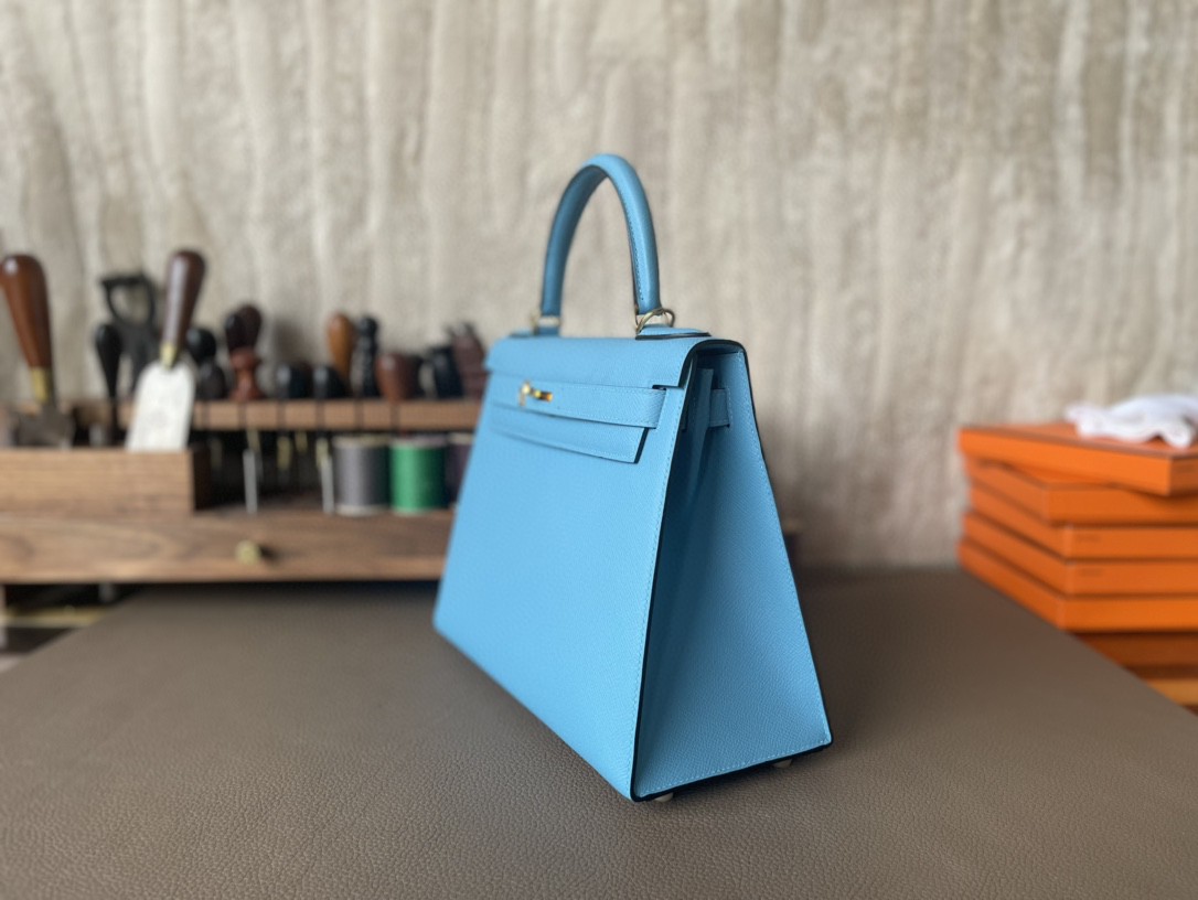 Hermès（爱马仕）Kelly 凯莉包 北方蓝 Epsom 掌纹皮 金扣 28cm