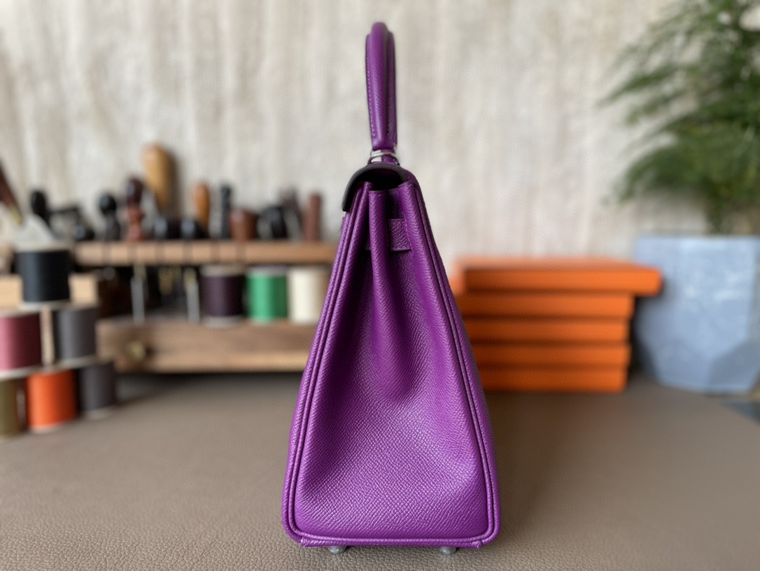 Hermès（爱马仕）Kelly 凯莉包 水晶紫 BOX皮 金扣 25cm