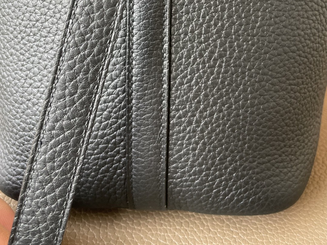 Hermès（爱马仕）Picotin 菜篮子 黑色 TC 拼 鸵鸟皮 银扣 18cm