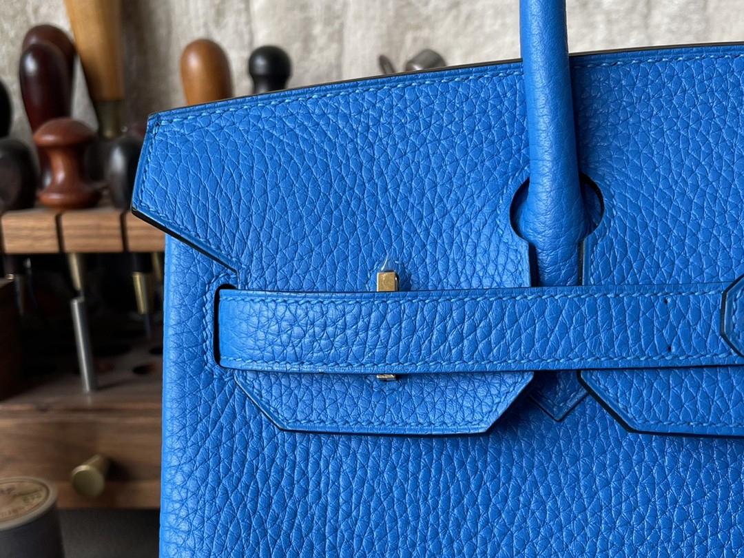 Hermès（爱马仕）Birkin 铂金包 水妖蓝 内拼 惊艳粉 TC 大牛皮 金扣 30cm