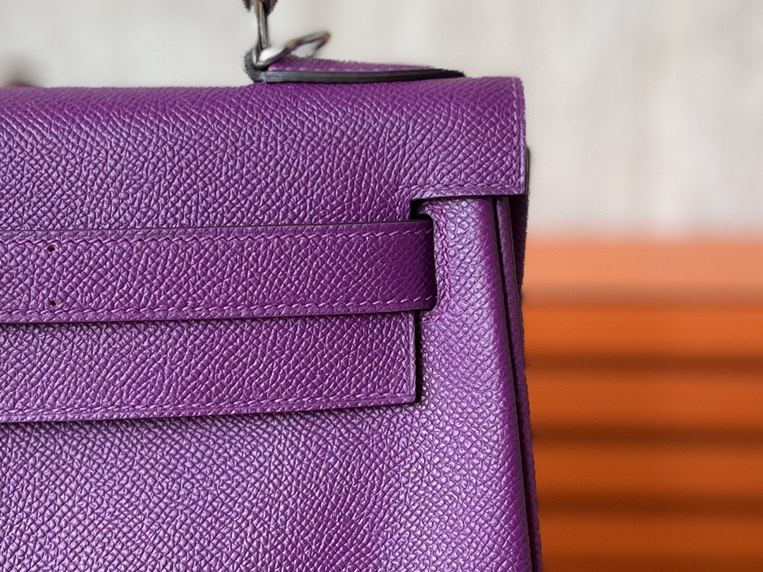 Hermès（爱马仕）Kelly 凯莉包 水晶紫 BOX皮 金扣 25cm