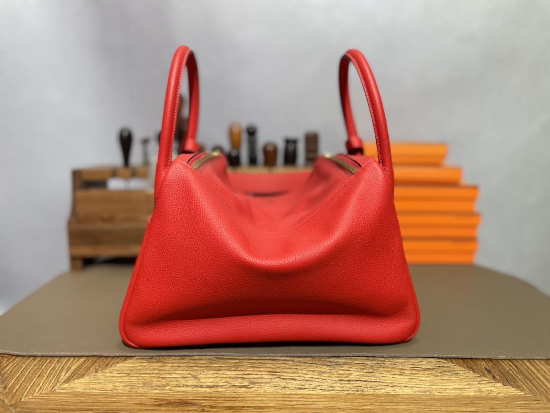 Hermès（爱马仕）Lindy 琳迪包 番茄红 TOGO顶级小牛皮 金扣 30cm