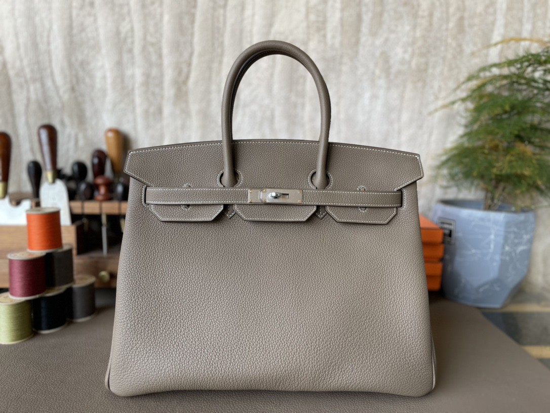Hermès（爱马仕）Birkin 铂金包 大象灰 TOGO 顶级小牛皮 银扣 35cm