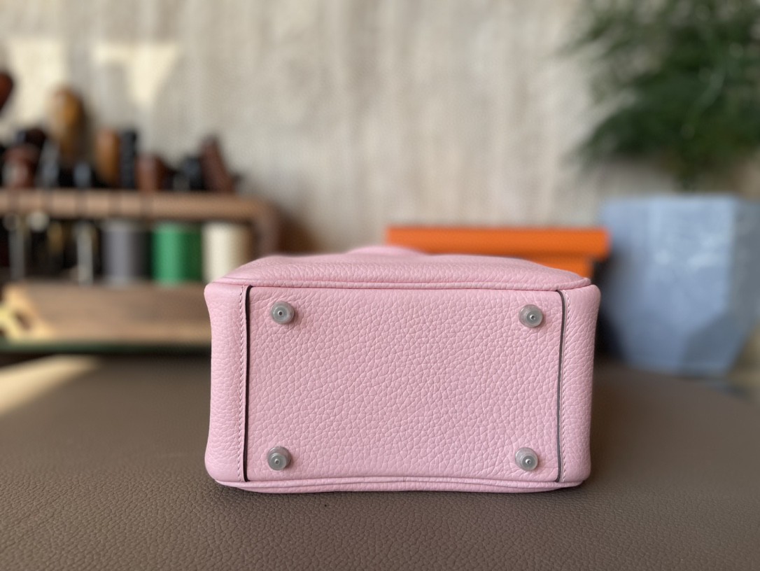 Hermès（爱马仕）Mini lindy 迷你琳迪包 3Q粉 TC大牛皮 银扣 20cm