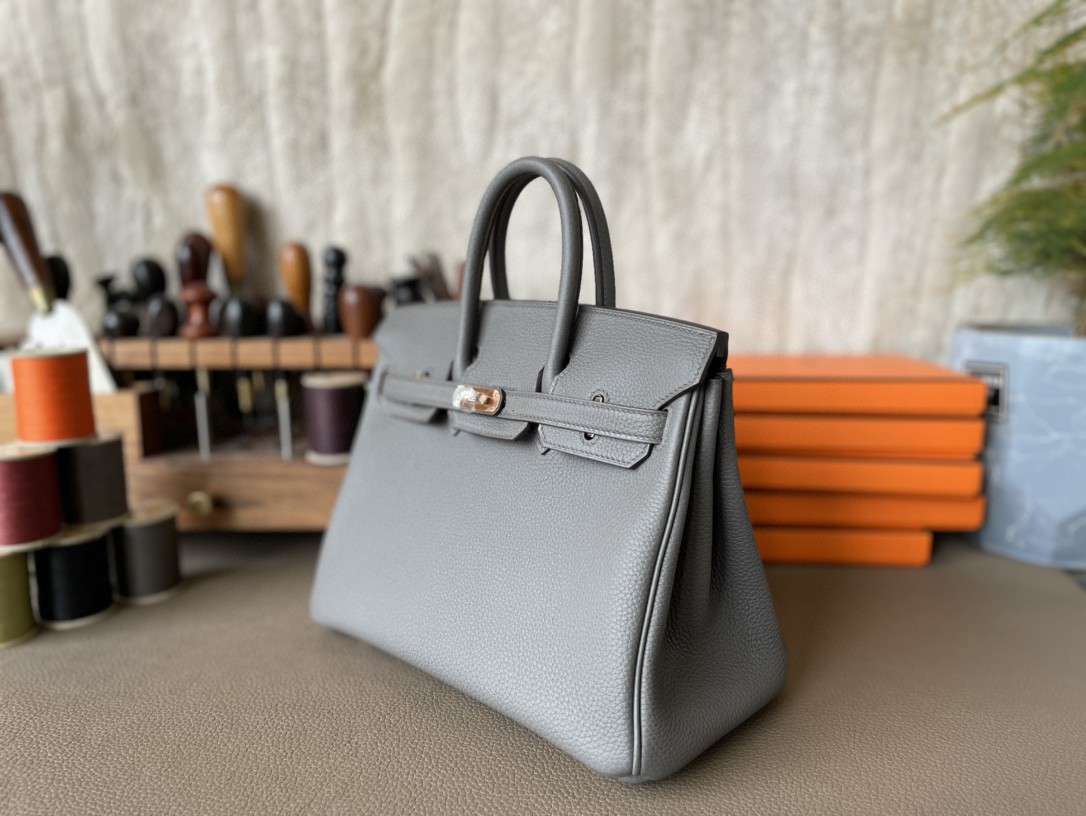 Hermès（爱马仕）Birkin 铂金包 锡器灰 TOGO 顶级小牛皮 玫瑰金扣 25cm